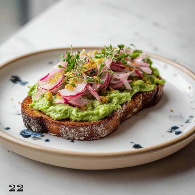 Cilantro Lime Edamame Toast with Pickled Onion Radish Salad Recipe