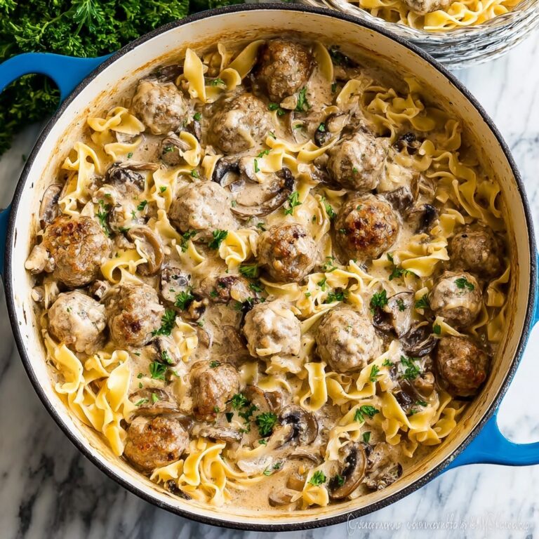 Creamy Meatball Stroganoff with Egg Noodles Recipe