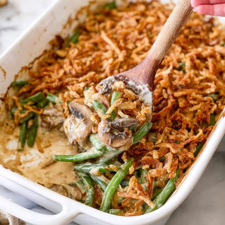 Green Bean Casserole with Mushroom Sauce and Crispy Fried Onions Recipe