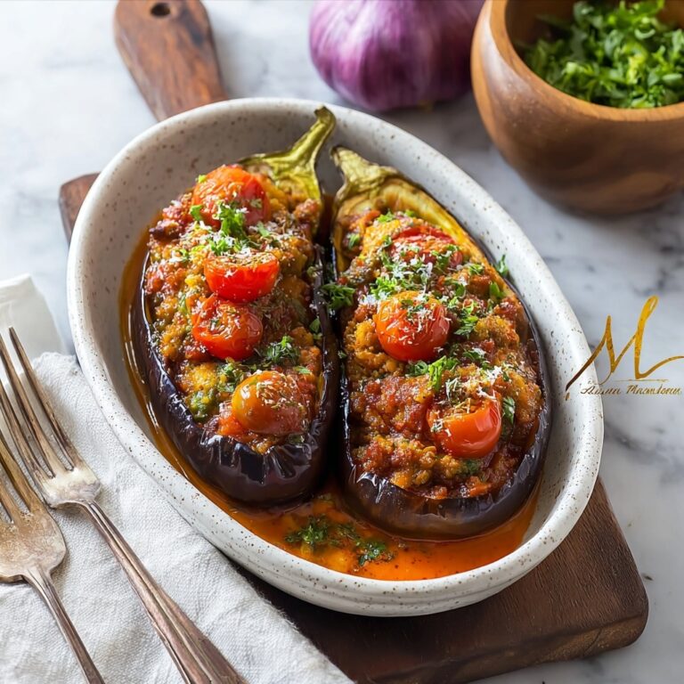 Savory Stuffed Eggplant with Ground Beef and Rice Recipe