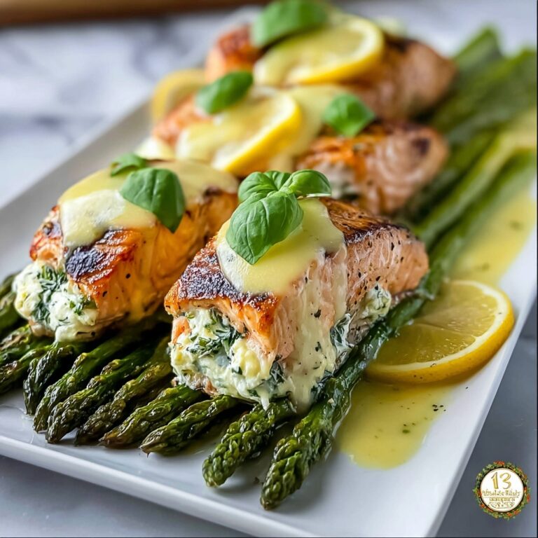 Asparagus and Lemon Basil Ricotta Stuffed Salmon Rolls Recipe