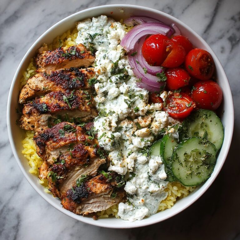 Greek Chicken Gyro Bowl with Creamy Tzatziki Feta Recipe