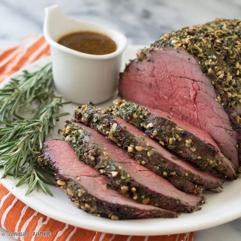 Herb Crusted Sirloin Tip Roast with Fennel Brown Gravy Recipe