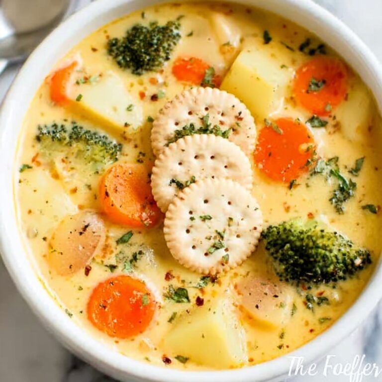 Creamy Vegetable Soup with Cheddar and Fresh Herbs Recipe