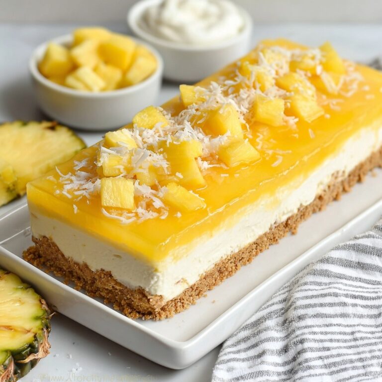 No Bake Vegan Pineapple Cheesecake with Coconut and Lotus Biscoff Cookies Recipe