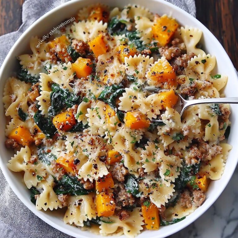Butternut Squash Pasta with Sausage and Spinach Recipe