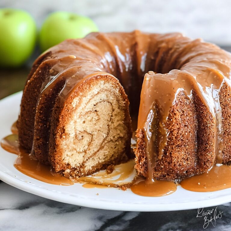 Apple Bundt Cake with Cream Cheese Swirl and Caramel Drizzle Recipe
