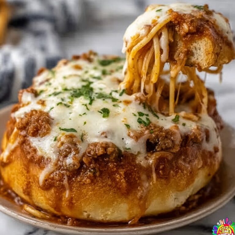 Cheesy Bread Bowl Spaghetti Recipe