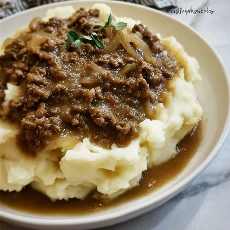 Ground Beef and Gravy Over Creamy Mashed Potatoes Recipe