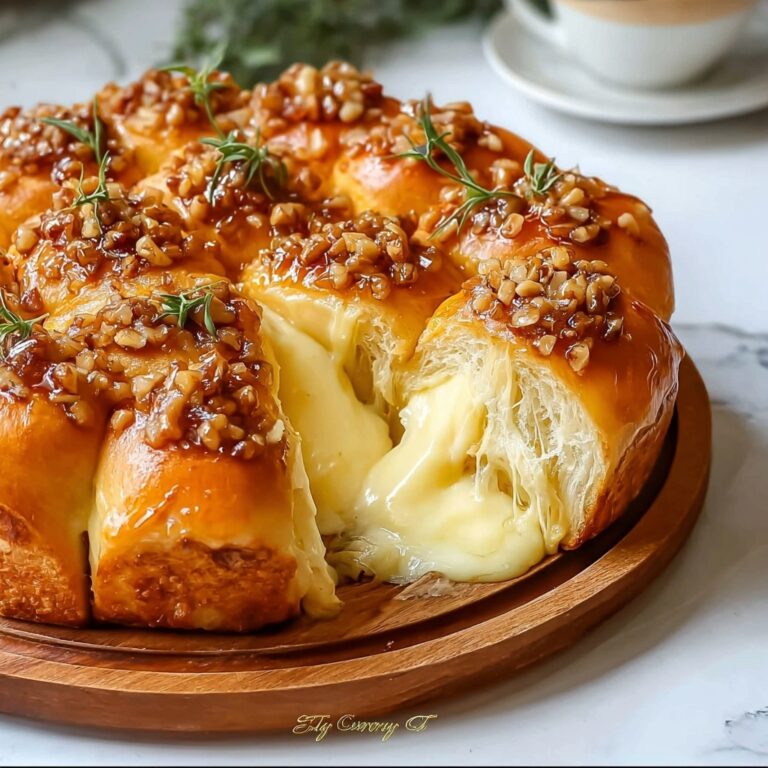 Honeycomb Cheese Stuffed Bread with Olives and Sesame Seeds Recipe